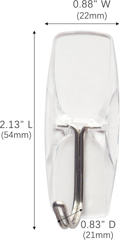 Medium Clear Wall Hooks, 36 Hooks+48 Removable Strips, Wire Hooks