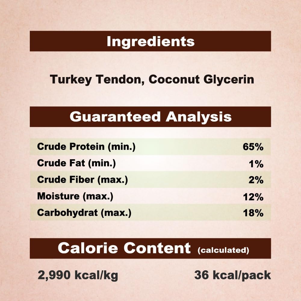 Afreschi Natural Turkey Tendon Rope (S) Pack of 4, Dog Treats for Signature Series, All Natural Human Grade Puppy Chew, USA-Sourced Turkey Tendon, Hypoallergenic, Rawhide Alternative