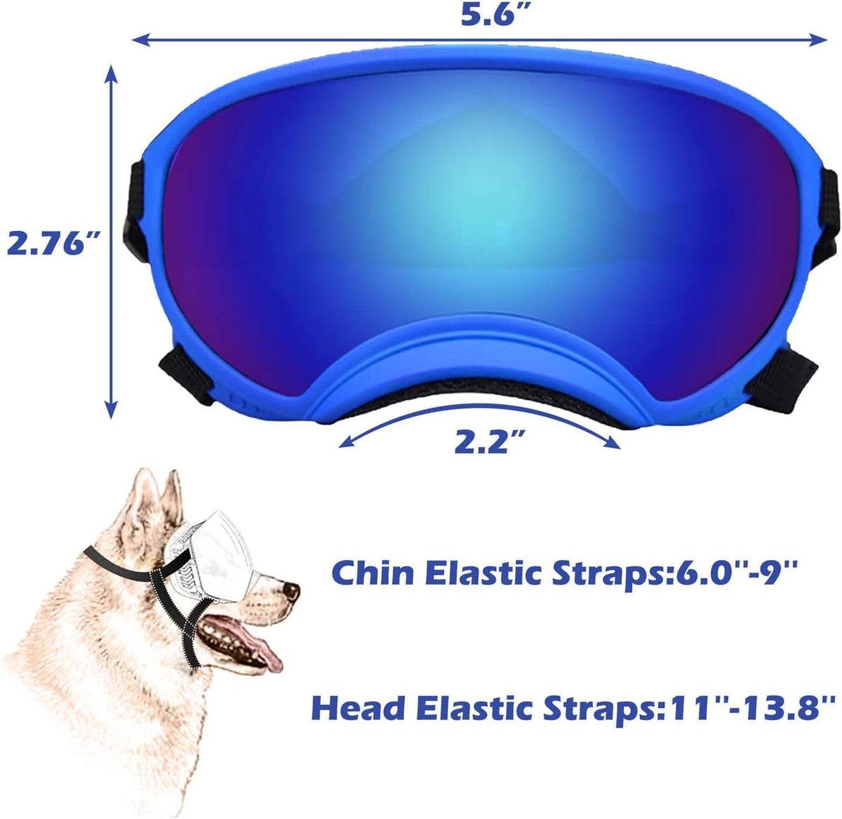 Medium Dog Sunglasses with Adjustable Strap UV Protection, Winproof Dog Puppy Sunglasses, Suitable for Medium Dog Pet Glasses, Dogs Eyes Protection,Soft Dog Goggles