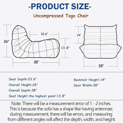 OTDMEL High-end Non-Compression Fireside Togo Chair, Bean Bag Chair for Adults, Comfy Soft Lazy Sofa Floor Lounge Chair for Bedroom, Living Room, Office or Lounge