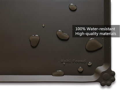 Hoki Found L Silicone Pet Food Mats Tray - Non Slip Dog Cat Bowl Mats Placemat - Pet Feeding Mat - Waterproof Dog Cat Food Mats -Pet Water Mats for Carpet - Coffee