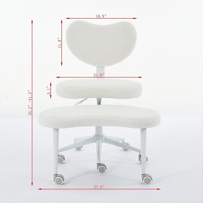 Criss Cross Office Chair with Wheels, Crossed Legged Office Chair with Adjustable Height, ADHD Chair with Lumbar Support, Meditation Desk Chair for Home Office, Pink