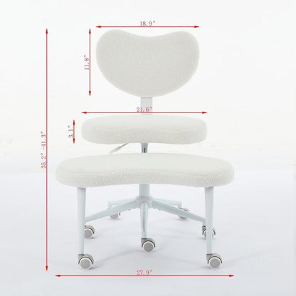 Criss Cross Office Chair with Wheels, Crossed Legged Office Chair with Adjustable Height, ADHD Chair with Lumbar Support, Meditation Desk Chair for Home Office, Pink