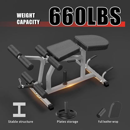 2-in-1 Adjustable Leg Extension and Curl Machine, Easy Transition, Home Gym Leg Machine, Weight Capacity 660LBS