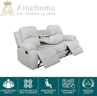 A Ainehome Living Room Furniture Set Leather Recliner Sofa Set Loveseat Chair Furniture Sofa Set for Living Room/Small Space/Rv/House/Office/Theater Seating (B-Grey White Microfiber, Sofa(3seater))