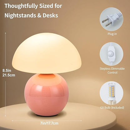 Mushroom Table Lamp, Ceramic Base