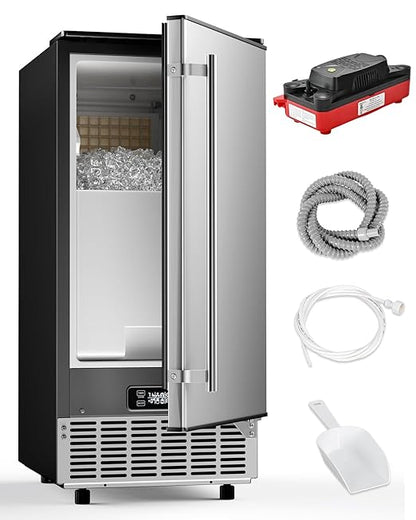 Commercial Ice Maker with Water Pump, Built-in Undercounter Ice Maker with