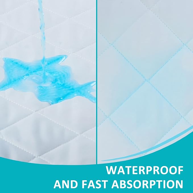 34"x52" Washable Waterproof Bed Pads, 2 Pack, Incontinence Bed Pads | KANECH Mattress Protector, Washable Pee Pads for Adults, Kids, Elderly and Dogs, Hold 8 Cups, Non-Slip & Silent