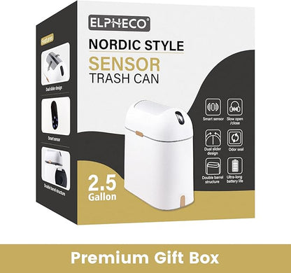 ELPHECO Bathroom Trash Can, 2.5 Gallon Motion Sensor Waterproof Trash Bin