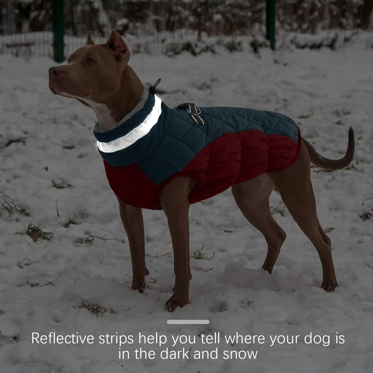 FUAMEY Dog Coat for Large Dogs,Waterproof Dog Winter Jacket with Harness Built in Puppy Cold Weather Coats Reflective Pet Vest with Zipper Warm Fleece Dogs Snowsuit Windproof Dark Blue XXXL