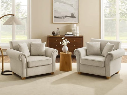 VANOMi 40" W Oversized Accent Chair, Oversized Reading Chair for Living Room, Comfy Reading Nook Chairs for Bedroom, Upholstered Large Chair Armchair Single Sofa for Small Space (Light Khaki)