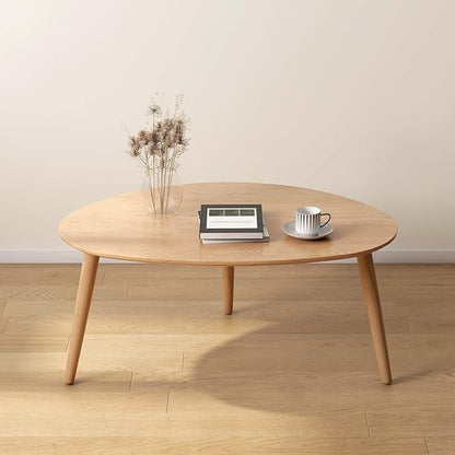 Wayshome Small Oval Coffee Table, 100% Solid Wood Coffee Tables Mid Century Modern Table for Living Room Side Table End Tables for Home(Original Wood Color, 33.46''x22.83''x15.74'')