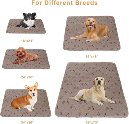 Peepeego 2Pack Pee Pads 36"x72"+Free Dog Comb, Waterproof Rugs Washable, Non Slip