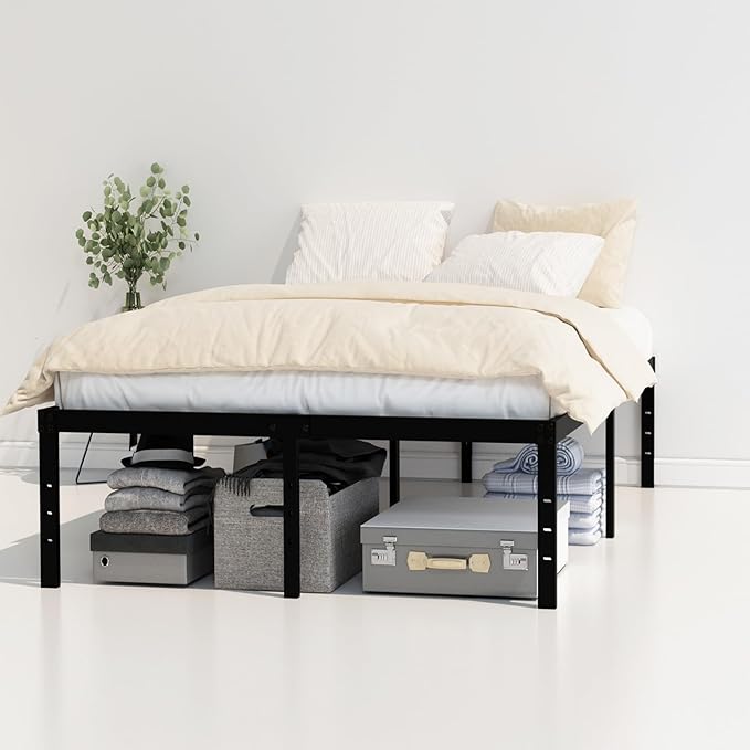 20 Inch King Bed Frame No Box Spring Needed, Heavy Duty King Platform Bed Frame Support Up to 3000 lbs, Easy Assembly, Noise Free, Black