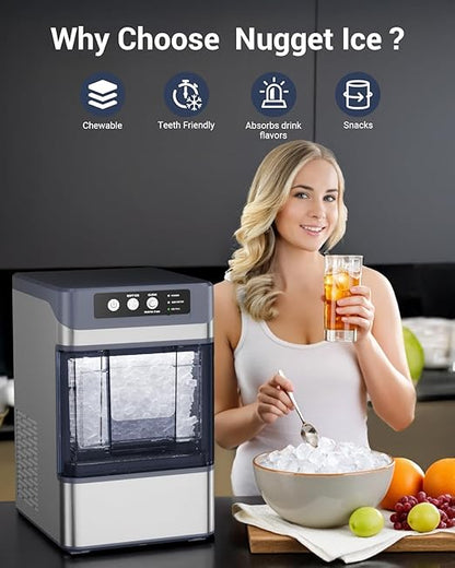 44 lbs/Day Nugget Ice Maker Countertop, Pebble Ice Machine