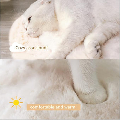SHENGOCASE 2-Pack 14" x 19.7" Faux Rabbit Fur Cat Dog Bed Cushion Pad Mat, Cat Tree Tower Replacement Cushion Pad for Window Perch Carrier House Cage Crate Kennel