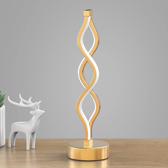 NUÜR Gold Infinity Spiral LED Table Lamp, Lamps