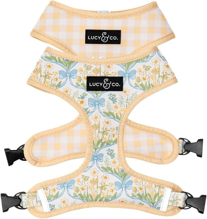 Lucy & Co. Reversible Dog Harness - Water-Repellent Neoprene, Dual-Print Design, Easy Swap Style, Adjustable Comfort Fit - Sunshine Daffodils Reversible Harness - Medium