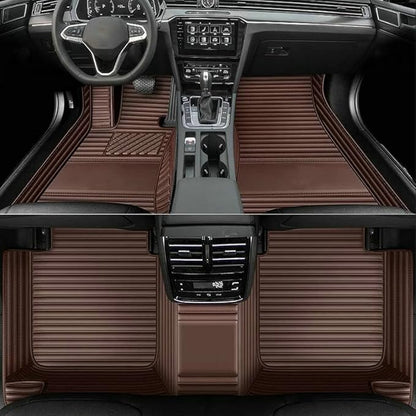 TAHALI Custom Colors Car Floor Mats Black Pink for 99.9% Sedan SUV Sports， All-Weather Liners Car Floor mat，Luxury Leather Automotive Floor Mats (Brown Stripe,3D Floor Mats)