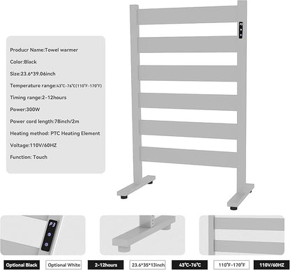 Heated Towel Rack – Rapid PTC Heating, LED Timer Control, High Temp & Large
