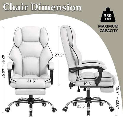 XUEGW Office Chair with Foot Rest Reclining Gaming Chair High Back Computer Chair Executive Desk Chair Ergonomic Office Chairs Comfortable Leather Work Chair with Wheels