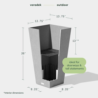 Veradek V-Resin Indoor/Outdoor Taper Planter (26 inch, Grey)
