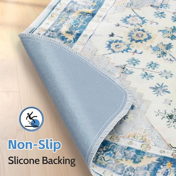 Washable Pee Pads for Dogs, 2 Pack Reusable Puppy Training Pads 40"x26" Super Absorbent Waterproof Dog Training Pads, Non-Slip Potty Pads, Whelping Pads Litter Mat Blue Medallion
