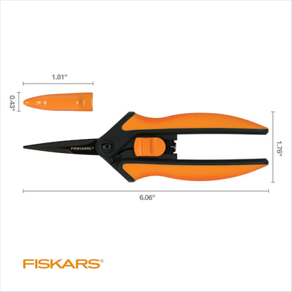 Fiskars 6" Pruning Scissors for Flowers, Buds, Weeds and Small Plants, Garden Snips with Resin Resistant Nonstick Stainless Steel Blades, Gardening Trimmers with Comfortable Handle