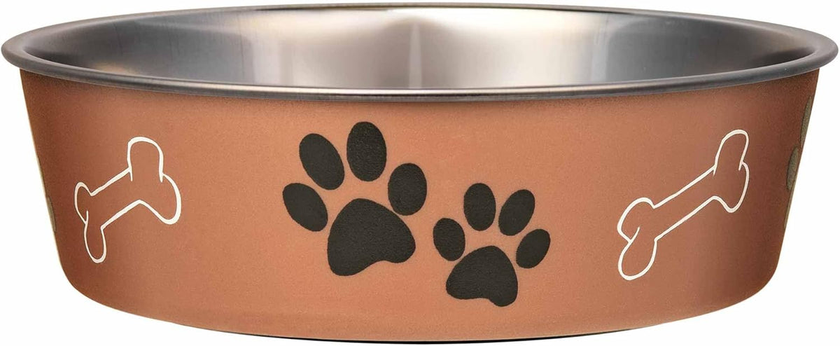 Loving Pets Bella Dog Bowls- Stainless Steel Dog & Cat Bowls - Spill Proof Dog Food Bowl, Cat Bowl, Puppy Essentials & Pet Supplies Great for Home & Travel (X-Large 65-100lbs, Copper)