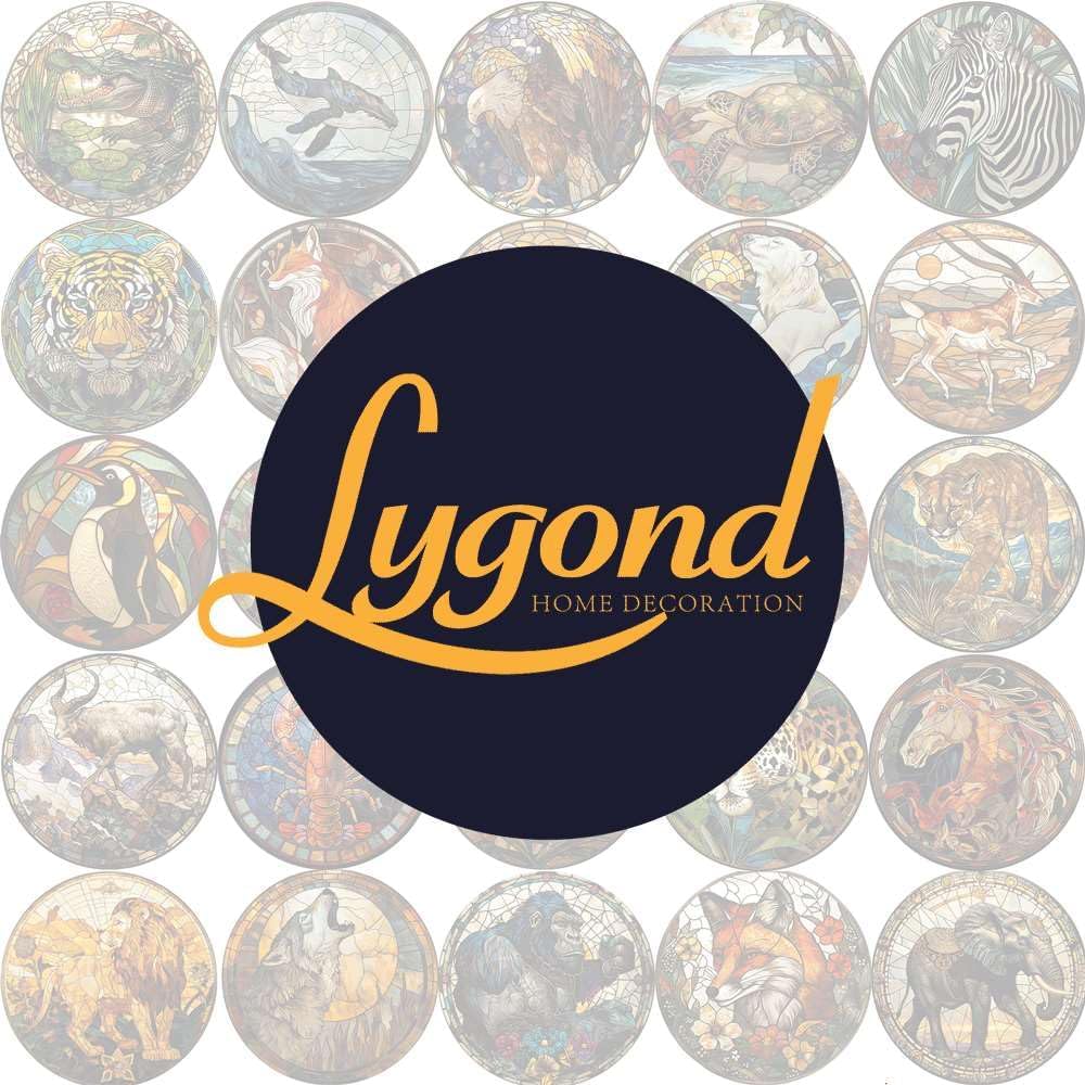 Lygond Metal Sign Tin Sign Circular Stained Glass Lobster Gardening Poster for Club 8×8 Inches