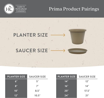 The HC Companies Prima Round Plastic Plant Pot w/Rolled Rim - Lightweight & UV Resistant Flower Pot for Herbs & More - Outdoor & Indoor Plant Pots w/Drainage (14 inch, Warm Gray, Pack of 1)