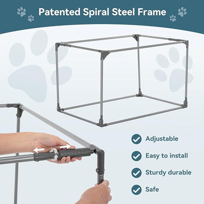 PETSFIT 40" Soft Portable Dog Crate – Patented Spiral Sturdy Frame, Collapsible Travel Kennel for Large Dogs, 3 Mesh Door, Lockable Zippers, Indoor & Car Use Blue