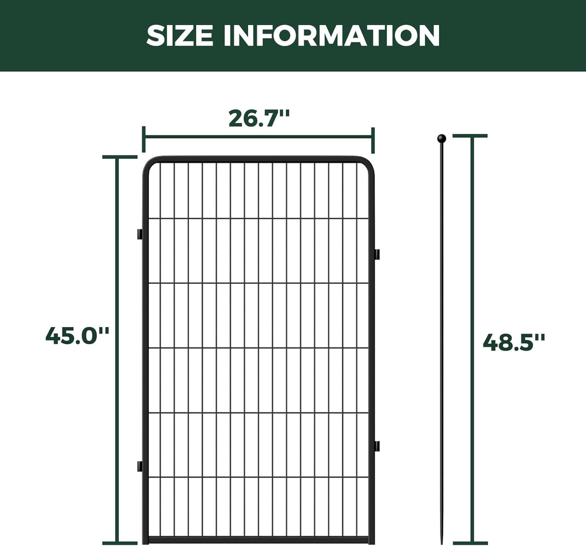 FXW Rollick Unleashed Dog Playpen for Indoor, Yard, RV Camping, 45 inch 2 Panels for Large Dogs, Black│Patented
