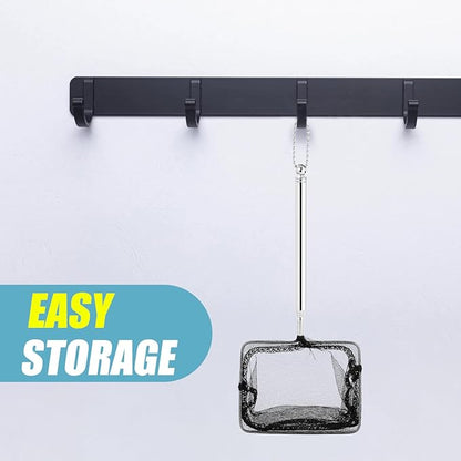 AQUANEAT Aquarium Net with Extendable Long Handle, Adjustable Wastes Skimming Cleaning Tools for Fish Tanks, 3 inch