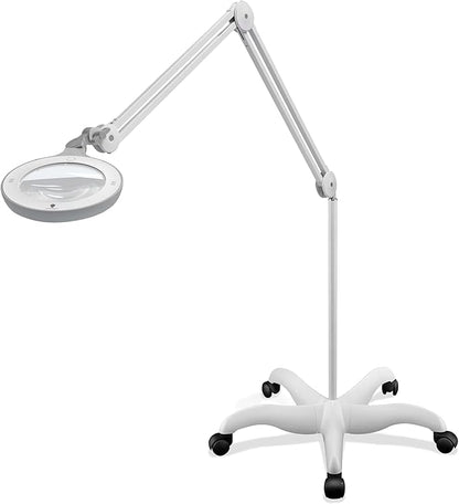 Omega 5 - Premium LED Magnifying Lamp with Interchangeable Glass Lenses, Adjustable Arm, and Dimmer Switch for Professionals in Health & Beauty, Model Making, and Low Vision Applications