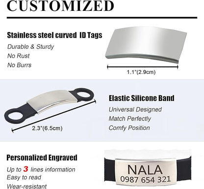 Personalized Kitten Cat Collar with Silent Slide On Silicone Name Tag | Adjustable and Durable Nylon Collar with Bell | Custom Laser Engraved Pet Name | Phone Number | Suitable for Kitten Cat