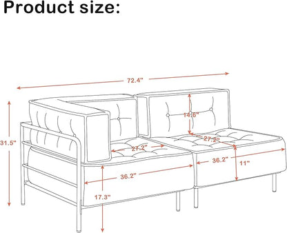 MCombo Modular Sofa Couch with Removable Cushion, Accent Sofa Chair, Upholstered Sofa for Living Room, Apartment, Office (Chocolate, Two Seats)