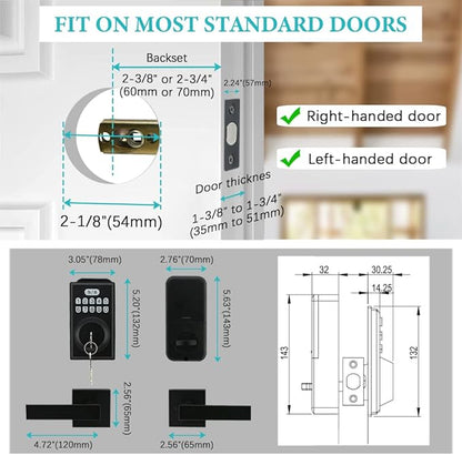 Keyless Entry Door Lock with 2 Handles, Electronic Keypad Deadbolt Front Door