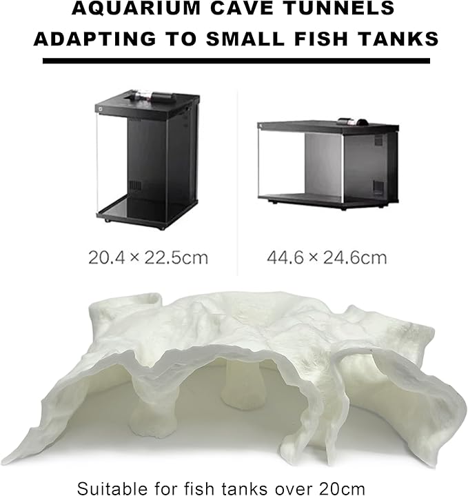 LIYAOLI Aquarium Ornaments Cave Tunnel with Viewing Ports | Fish Tank Decoration Hideout for Pleco, Shrimp & Corydoras | Substrate-Friendly Design & Sinking Base (S - White)