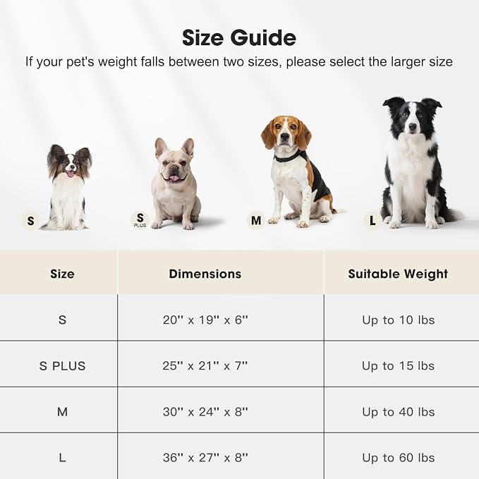 MIXJOY Dog Bed Large Size, Washable Large Dog Beds with Removable Cover, Rectangle Pet Beds for Big Dogs, Soft Warming Calming Pet Bed with Non-Slip Bottom, 36"x27"x8", White