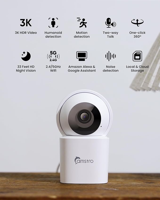 3K Indoor Security Camera 2 Pack, 360° Pan/Tilt WiFi Camera