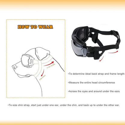 NVTED Dog Sunglasses Dog Goggles, UV Protection Wind Dust Fog Protection Pet Glasses Eye Wear Protect with Adjustable Strap for Medium or Large Dogs (Pack of 2)