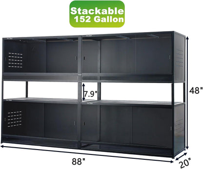 Stackable Space Efficient Reptile Enclosure 44"x20"x20", Reptile Tank 4 Packs for Bearded Dragon and Ball Python, Expandable Snake Terrarium with Front Opening, Combination Lock