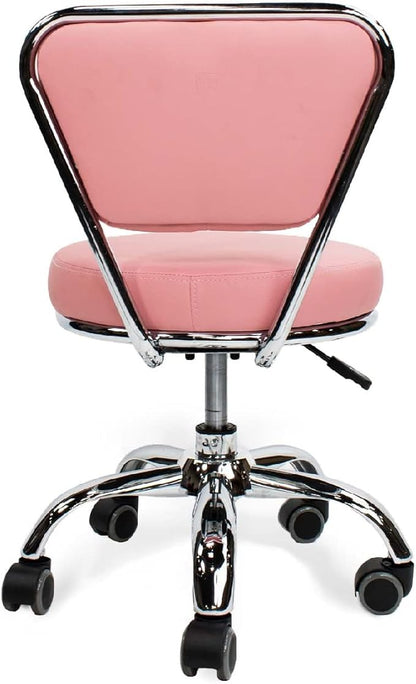 MAYAKOBA Dayton Garage Rolling Seat (Pink) Pneumatic, Short Stool with Adjustable Height 13"-15", Perfect for Garage Task, Home Cleaning, Bathroom Short Seat, Technician Task