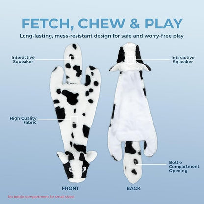 Best Pet Supplies Squeaky Dog Toys with Soft Durable Fabric for Small, Medium and Large Pets Interactive Toy for Indoor Play, Supports Active Biting and Play - Cow, Large