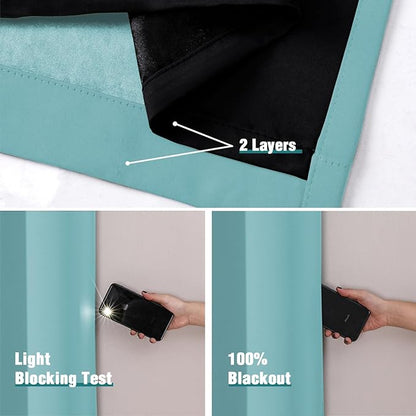 ChrisDowa 100% Blackout Curtains 63 inch Long
