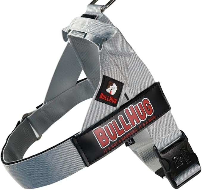 Adjustable Dog Harness– No Pull, No Choke – for English Bulldogs, French Bulldogs, Pugs & Broad-Chested Breeds – Easy, Safe Walks (Silver, Medium)