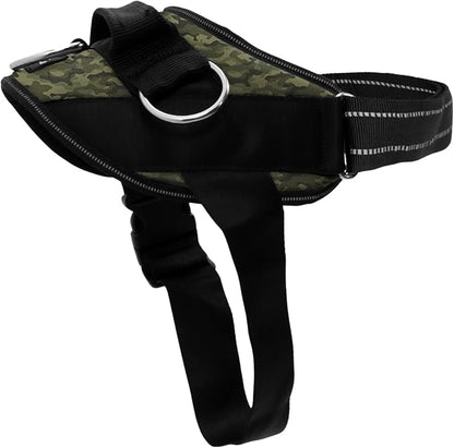 ShawnCo Essential Dog Harness, No-Pull Pet Vest (Military Camo,XS) | 3 Leash Clips, Easy On, No-Choke, Reflective, Adjustable Fit, Padded Comfort, Control Handle, For Small, Medium & Large Dogs
