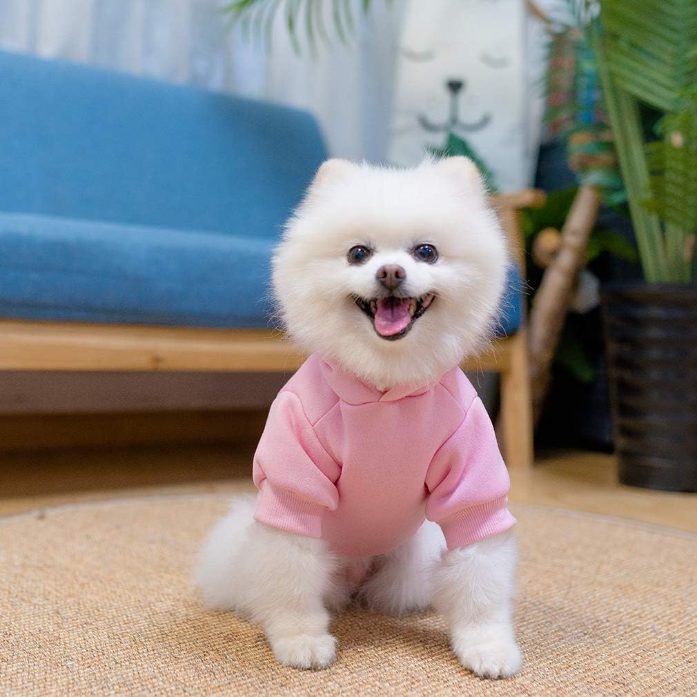 KOOLTAIL Basic Dog Hoodie - Soft and Warm Dog Hoodie Sweater with Leash Hole and Pocket, Dog Winter Coat, Cold Weather Clothes Sweatshirt for Small Medium Large Dogs Puppy Cat Boys Girls Pink S