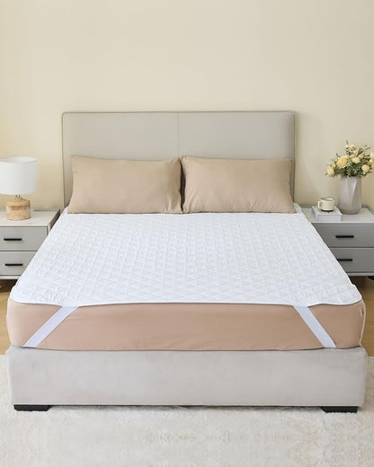 Queen 60"x80" Waterproof Pad with Straps, Incontinence Mattress Protector | KANECH Washable Pee Pad for Bed, Adults, Overnight Bed Protector, Waterproof Mattress Pad, Hold 16 Cups, Fits 5-20" Mattress